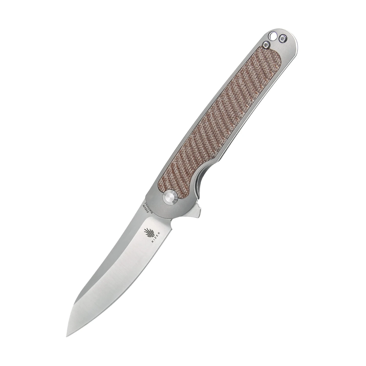 Kizer Clutch Micarta Tan Ki4556A3 (3.39" Satin) 3 Kizer Clutch Micarta Tan Ki4556A3 (3.39" Satin)