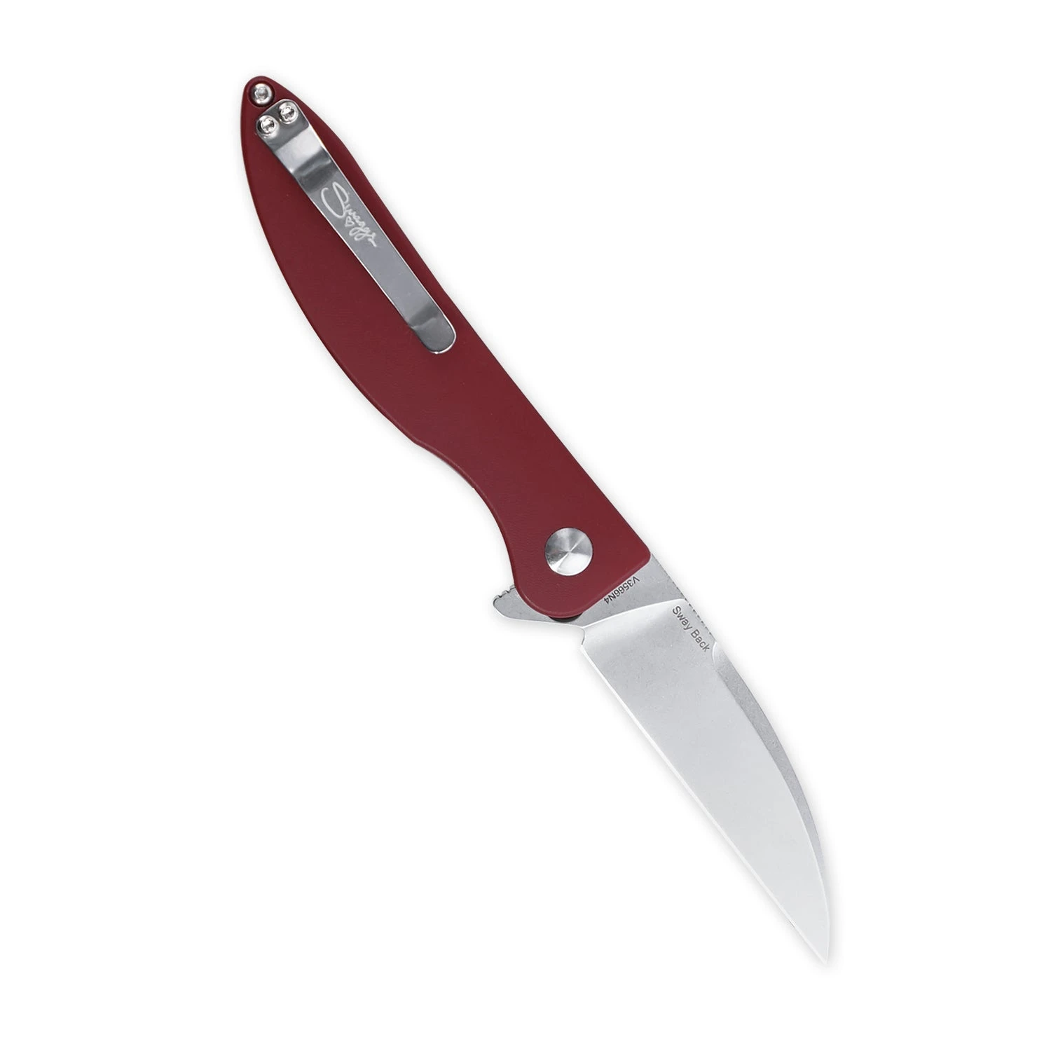 Kizer Swaggs Swayback Button Lock Knife Red Micarta V3566N4 (2.99" SW) 4 Kizer Swaggs Swayback Button Lock Knife Red Micarta V3566N4 (2.99" SW) - Image 2