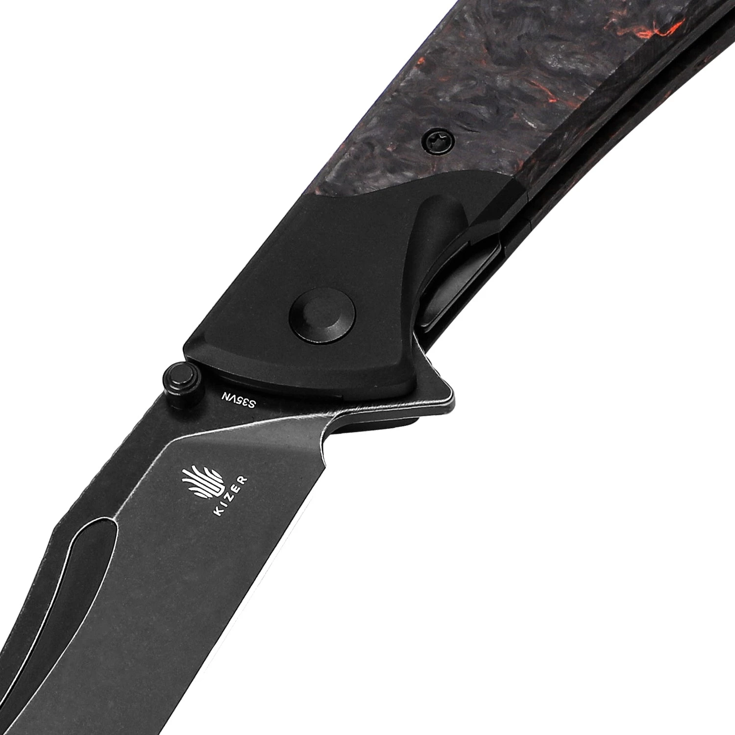 Kizer Phoenix S35VN Blade Liner Lock Fatcarbon+Aluminium Handle Ki4647A1(3.58" Black Stonewashed) 5 Kizer Phoenix S35VN Blade Liner Lock Fatcarbon+Aluminium Handle Ki4647A1(3.58" Black Stonewashed) - Image 3