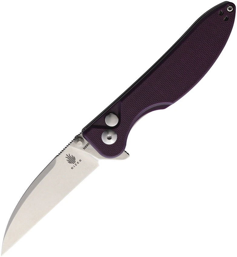 Kizer Cutlery Sway Back Button Lock Purple 3 Kizer Cutlery Sway Back Button Lock Purple