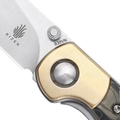Kizer PPY S35VN Blade Brass+Raffir Handle Ki3587A1 (3.26" Satin) -Kizer Sales Store Ki3587A1 3