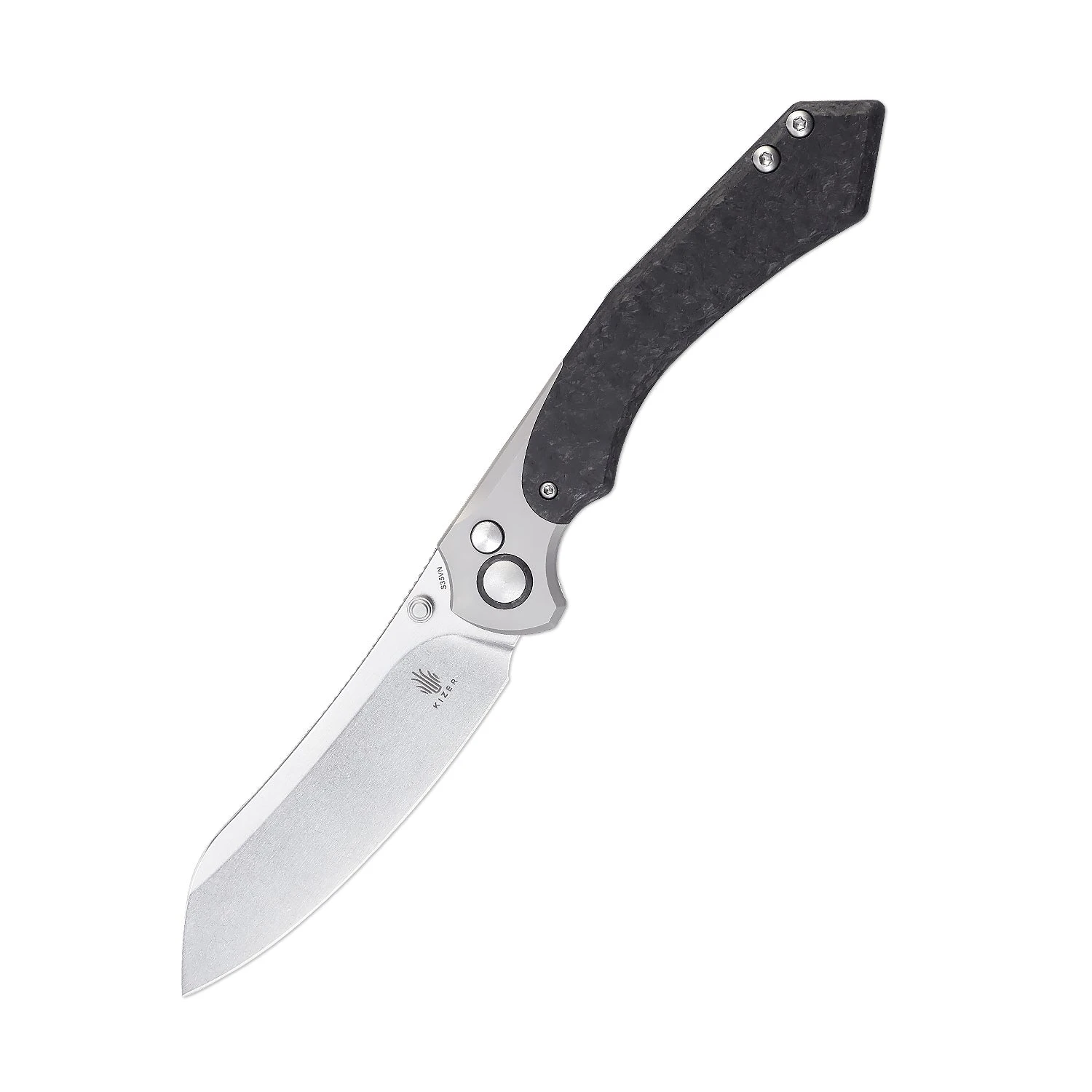 Kizer Clairvoyant S35VN Blade Button Lock Titanium & Carbon Fiber Handle Ki4626A1 (3.74" Stonewash) 3 Kizer Clairvoyant S35VN Blade Button Lock Titanium & Carbon Fiber Handle Ki4626A1 (3.74" Stonewash)