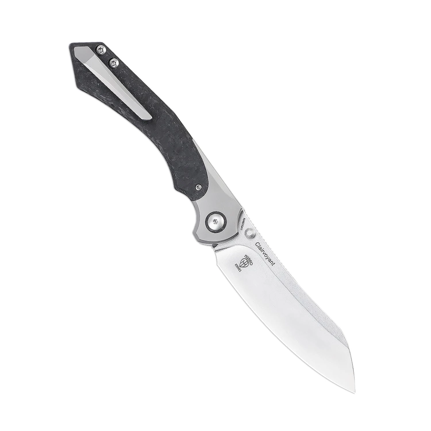 Kizer Clairvoyant S35VN Blade Button Lock Titanium & Carbon Fiber Handle Ki4626A1 (3.74" Stonewash) 4 Kizer Clairvoyant S35VN Blade Button Lock Titanium & Carbon Fiber Handle Ki4626A1 (3.74" Stonewash) - Image 2