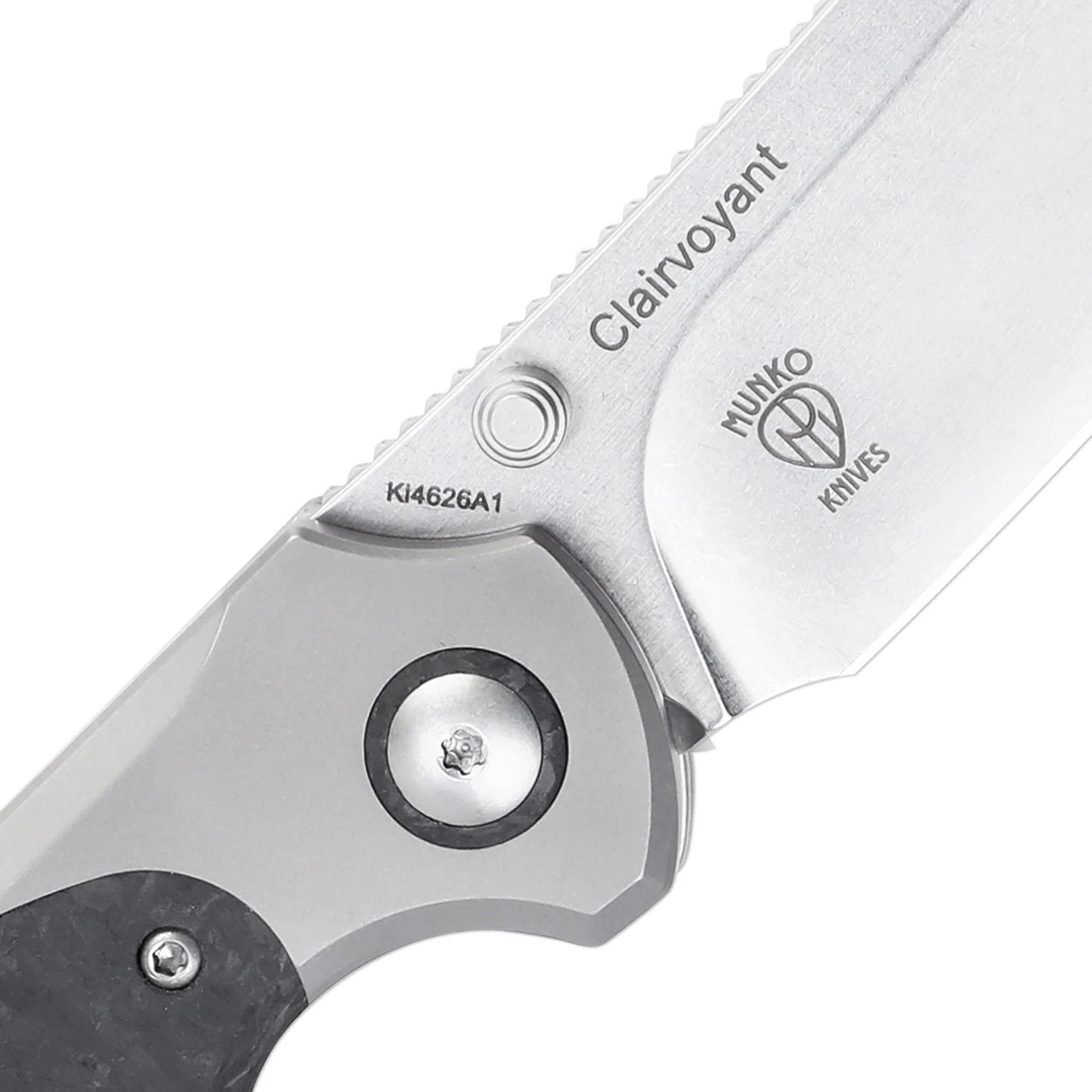 Kizer Clairvoyant S35VN Blade Button Lock Titanium & Carbon Fiber Handle Ki4626A1 (3.74" Stonewash) 6 Kizer Clairvoyant S35VN Blade Button Lock Titanium & Carbon Fiber Handle Ki4626A1 (3.74" Stonewash) - Image 4