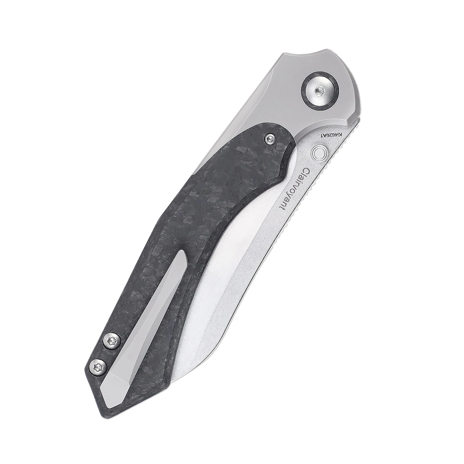Kizer Clairvoyant S35VN Blade Button Lock Titanium & Carbon Fiber Handle Ki4626A1 (3.74" Stonewash) 8 Kizer Clairvoyant S35VN Blade Button Lock Titanium & Carbon Fiber Handle Ki4626A1 (3.74" Stonewash) - Image 6