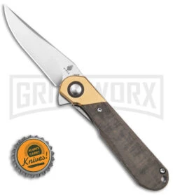 Kizer Vanguard Comet Brass/Green Micarta Folding Knife - Satin Plain 11 Kizer Vanguard Comet Brass/Green Micarta Folding Knife - Satin Plain -Kizer Sales Store Kizer Comet Vanguard LLK Brass Micarta 2in Satin BHQ 156412 td size large