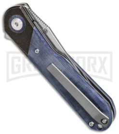 Kizer Vanguard Comet Denim Dark Brass/Micarta Folding Knife - Satin Plain -Kizer Sales Store Kizer Comet Vanguard LLK Denim Micarta 2in Satin BHQ 156272 td side large