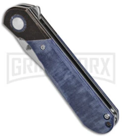 Kizer Vanguard Comet Denim Dark Brass/Micarta Folding Knife - Satin Plain -Kizer Sales Store Kizer Comet Vanguard LLK Denim Micarta 2in Satin BHQ 156272 td spine large