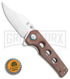 Kizer Vanguard Junges Liner Lock Knife Brown Micarta - Satin Plain -Kizer Sales Store Kizer Junges Liner Lock Knife OD Green G 10 3.06 Satin V3551N2 BHQ 107558 LS Bottlecap 2 large