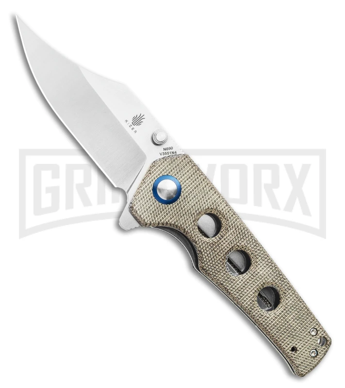 Kizer Vanguard Junges Liner Lock Knife Green Micarta - Satin Plain 3 Kizer Vanguard Junges Liner Lock Knife Green Micarta - Satin Plain