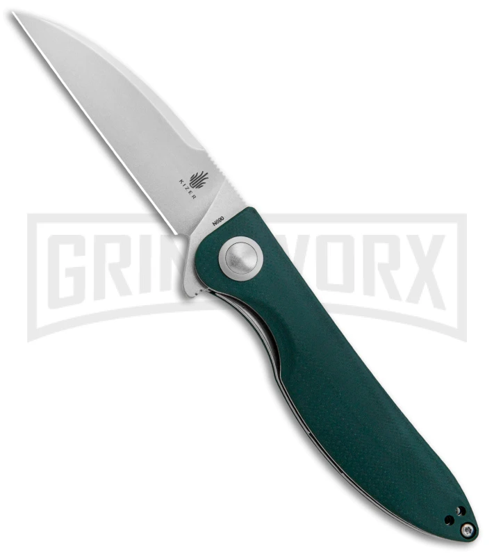 Kizer Swaggs Swayback Green G-10 Folding Knife - Stonewash Plain 3 Kizer Swaggs Swayback Green G-10 Folding Knife - Stonewash Plain
