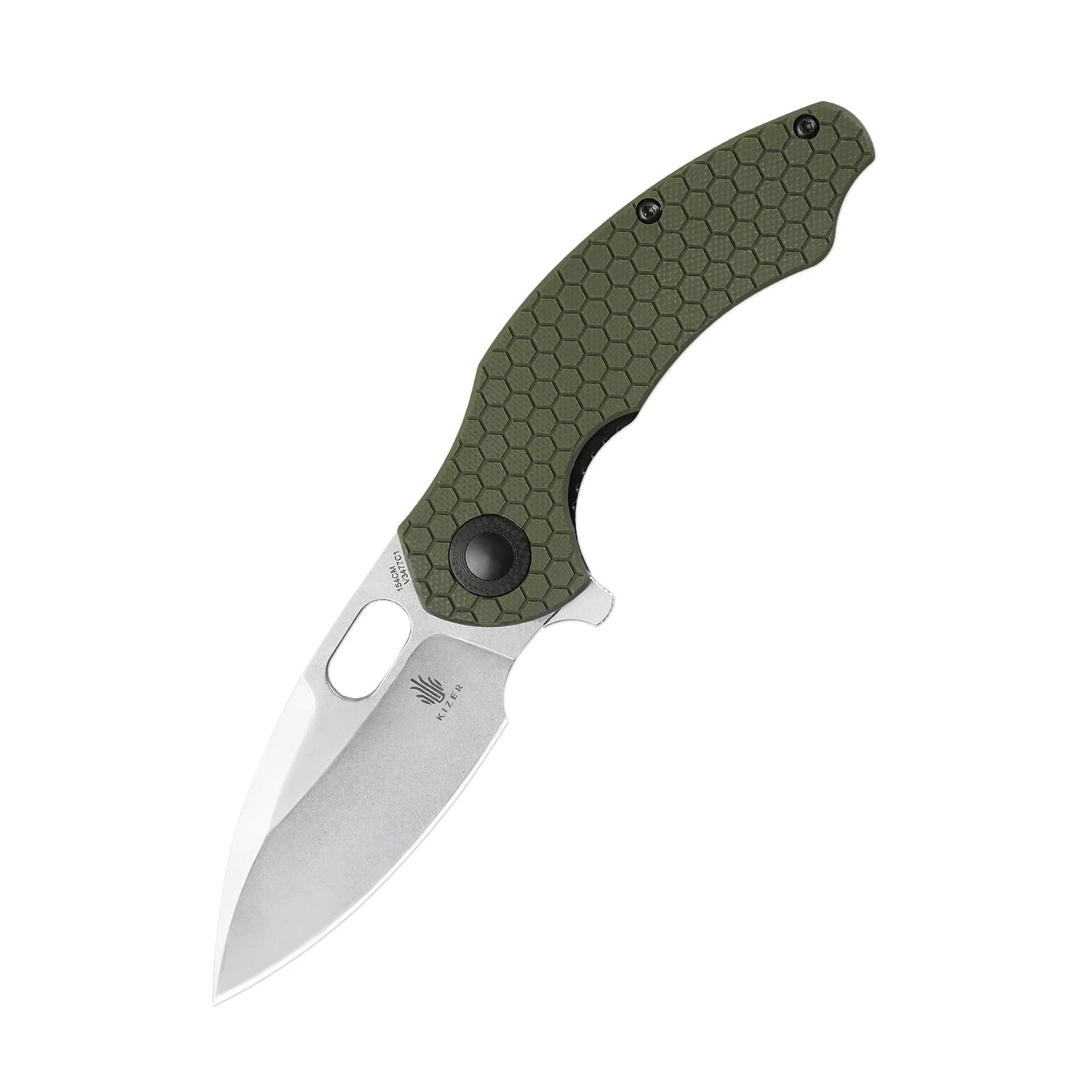 Kizer Degnan Mini Roach Liner Lock Olive Green G-10 (2.99" SW) V3477C1 3 Kizer Degnan Mini Roach Liner Lock Olive Green G-10 (2.99" SW) V3477C1