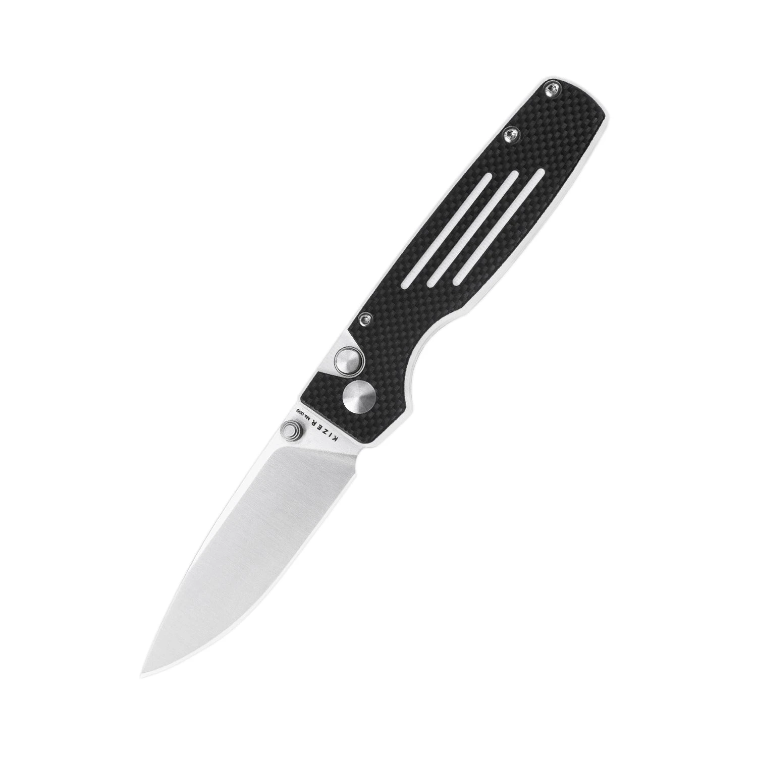 Kizer Original Button Lock Knife Black&White G10 Handle V3605C2 (2.98" Satin) 3 Kizer Original Button Lock Knife Black&White G10 Handle V3605C2 (2.98" Satin)