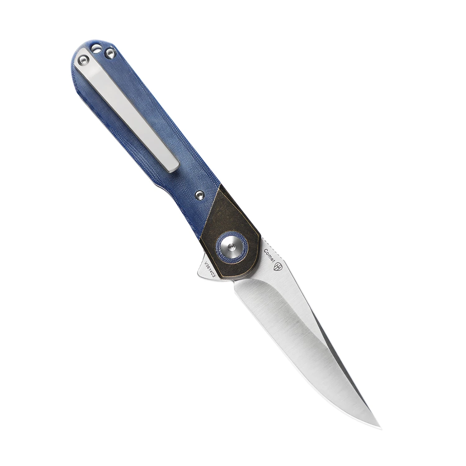 Kizer Comet Liner Lock Knife Brass & Micarta Blue V3614C2 4 Kizer Comet Liner Lock Knife Brass & Micarta Blue V3614C2 - Image 2